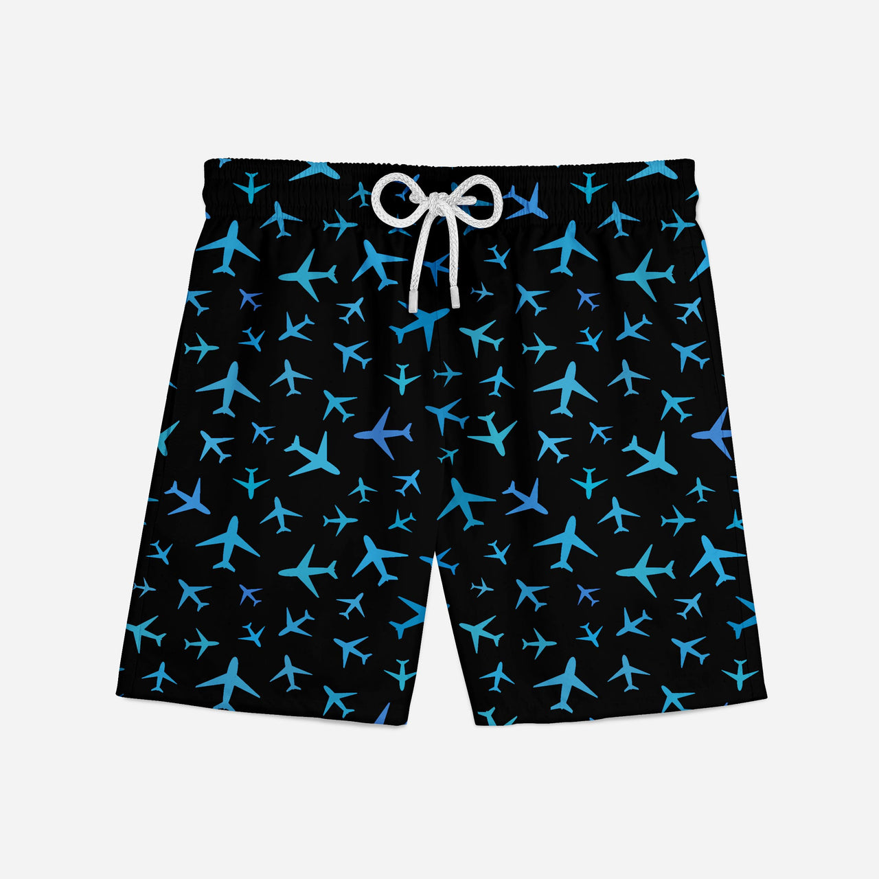 Many Airplanes (Black) Designed Swim Trunks & Shorts