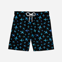 Thumbnail for Many Airplanes (Black) Designed Swim Trunks & Shorts