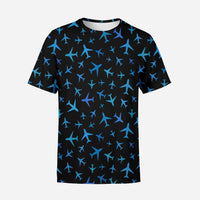Thumbnail for Many Airplanes (Black) Designed 3D T-Shirts