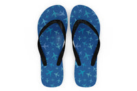 Thumbnail for Many Airplanes (Blue) Designed Slippers (Flip Flops)
