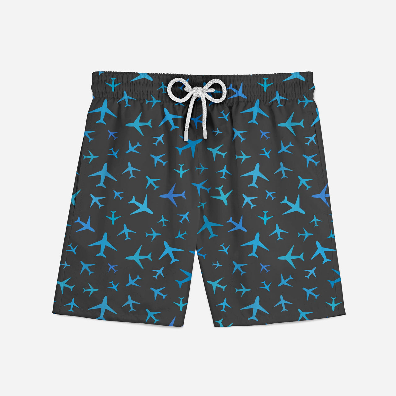 Many Airplanes (Gray) Designed Swim Trunks & Shorts