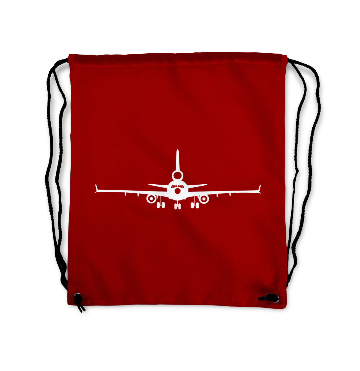 McDonnell Douglas MD-11 Silhouette Plane Designed Drawstring Bags