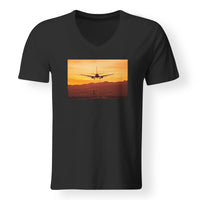 Thumbnail for Landing Aircraft During Sunset Designed V-Neck T-Shirts