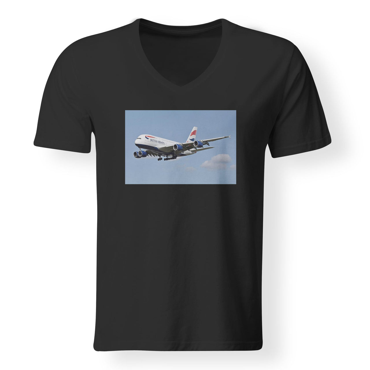 Landing British Airways A380 Designed V-Neck T-Shirts