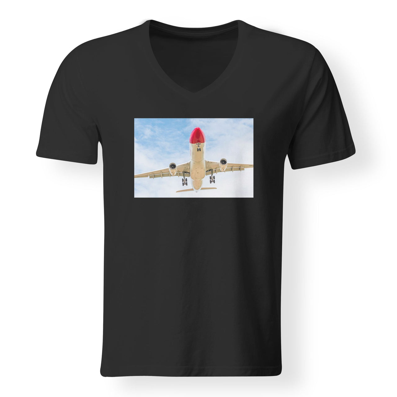 Beautiful Airbus A330 on Approach Designed V-Neck T-Shirts
