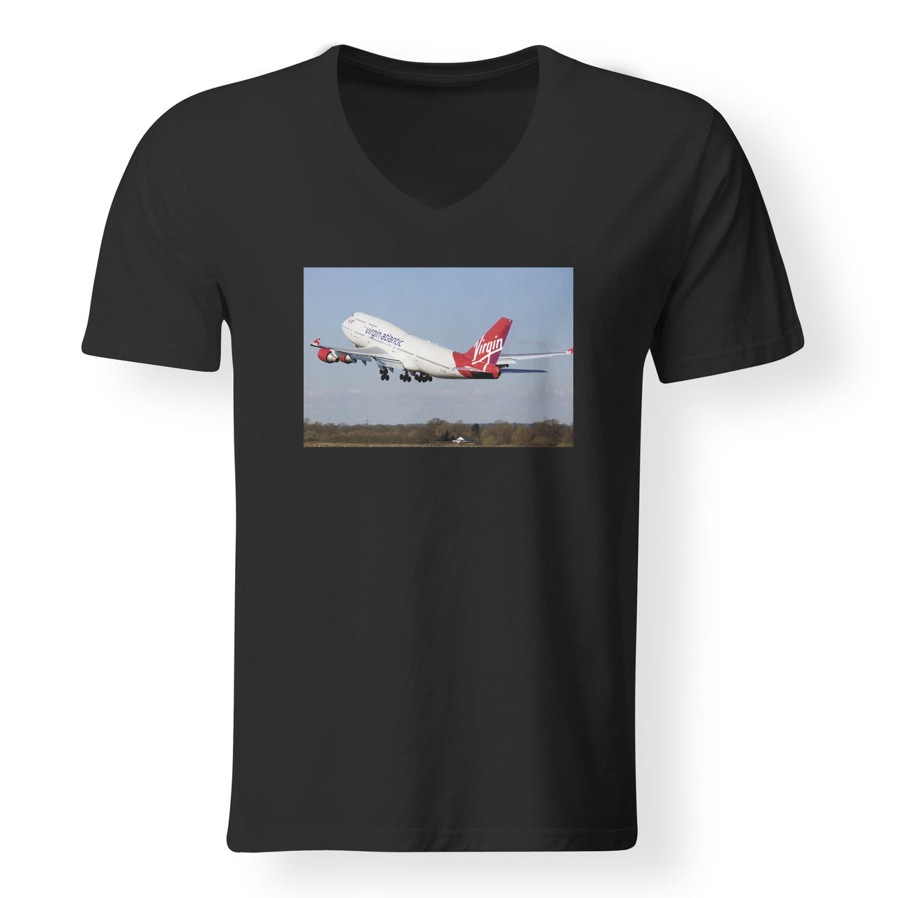 Virgin Atlantic Boeing 747 Designed V-Neck T-Shirts