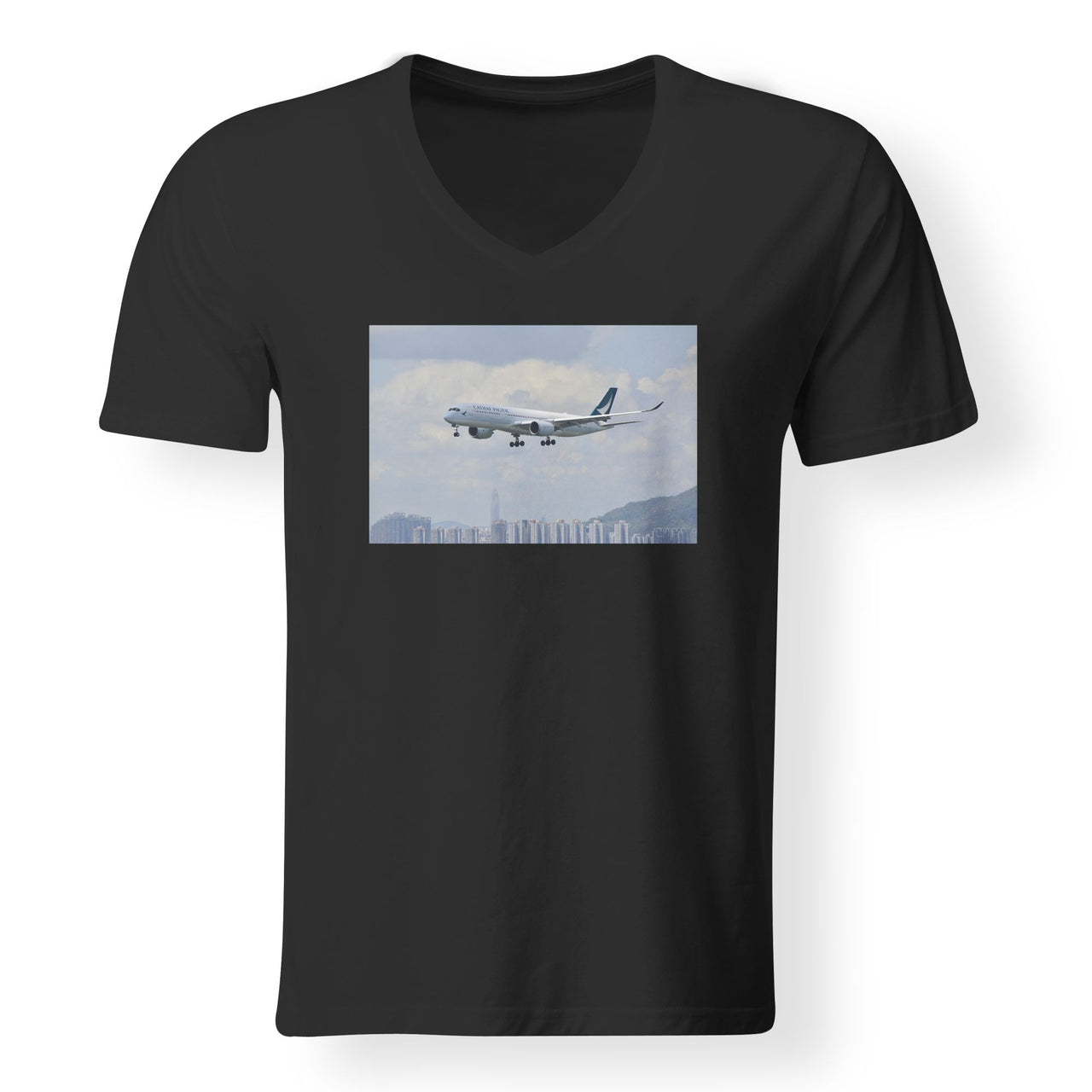 Cathay Pacific Airbus A350 Designed V-Neck T-Shirts