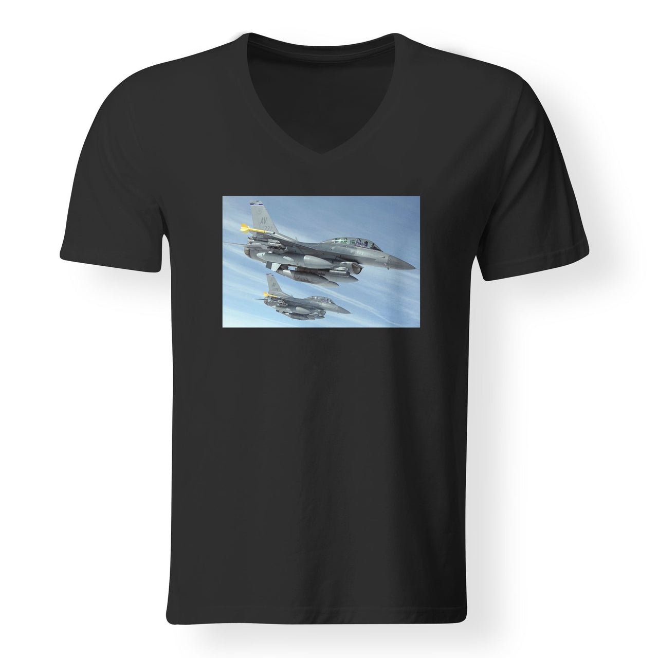 Two Fighting Falcon Designed V-Neck T-Shirts