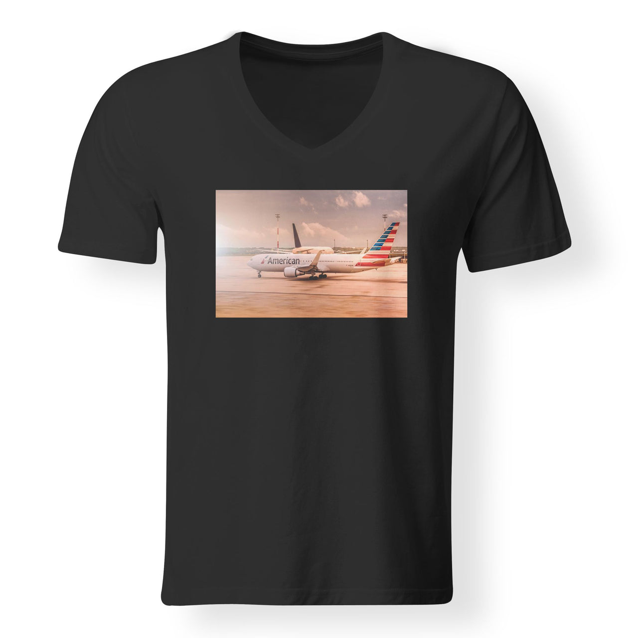 American Airlines Boeing 767 Designed V-Neck T-Shirts