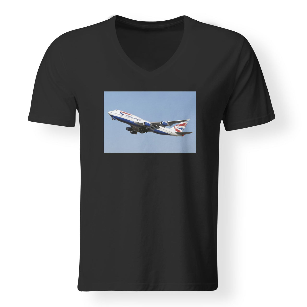 Departing British Airways Boeing 747 Designed V-Neck T-Shirts