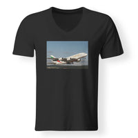 Thumbnail for Departing Emirates A380 Designed V-Neck T-Shirts