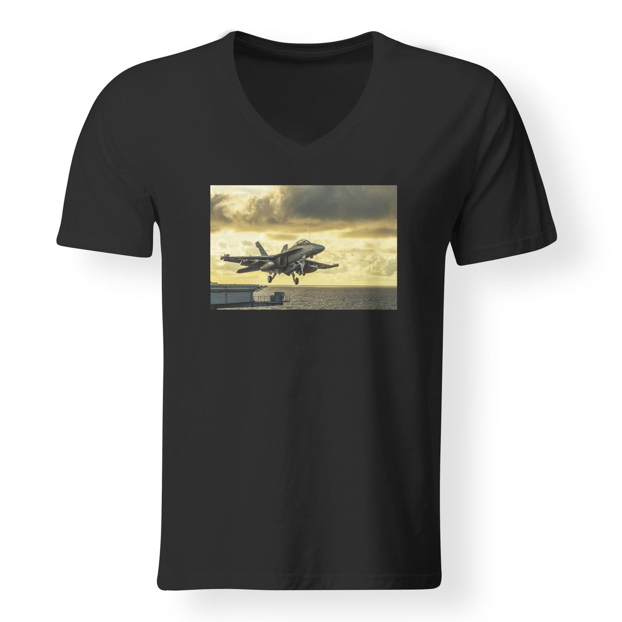 Departing Jet Aircraft Designed V-Neck T-Shirts