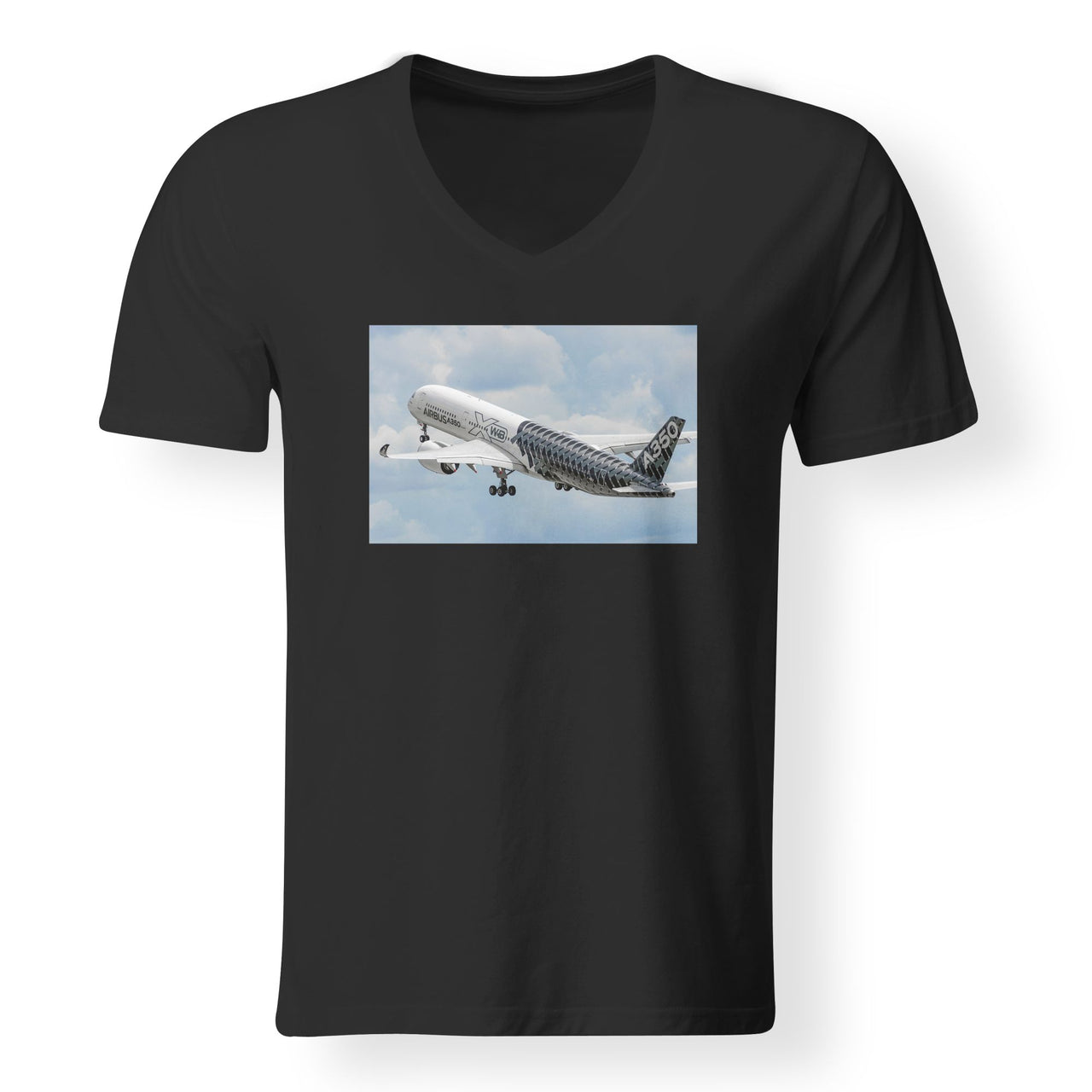 Departing Airbus A350 (Original Livery) Designed V-Neck T-Shirts