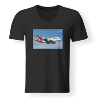 Thumbnail for Landing Qantas A380 Designed V-Neck T-Shirts