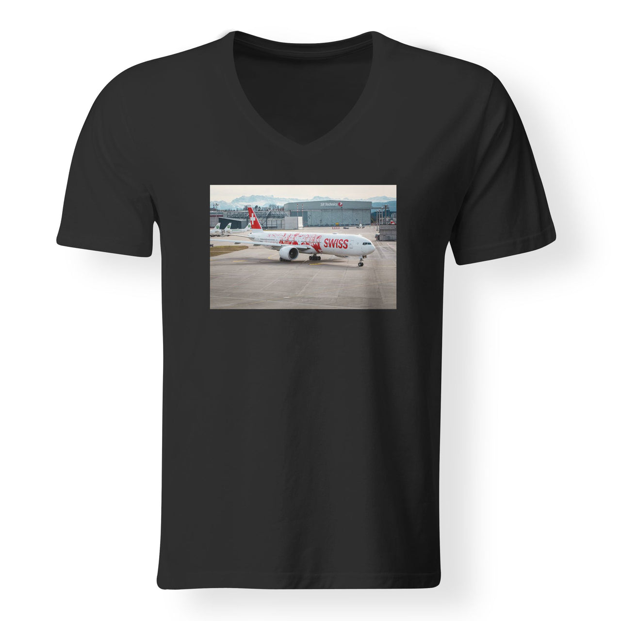 Boeing 777 Swiss Foto Designed V-Neck T-Shirts