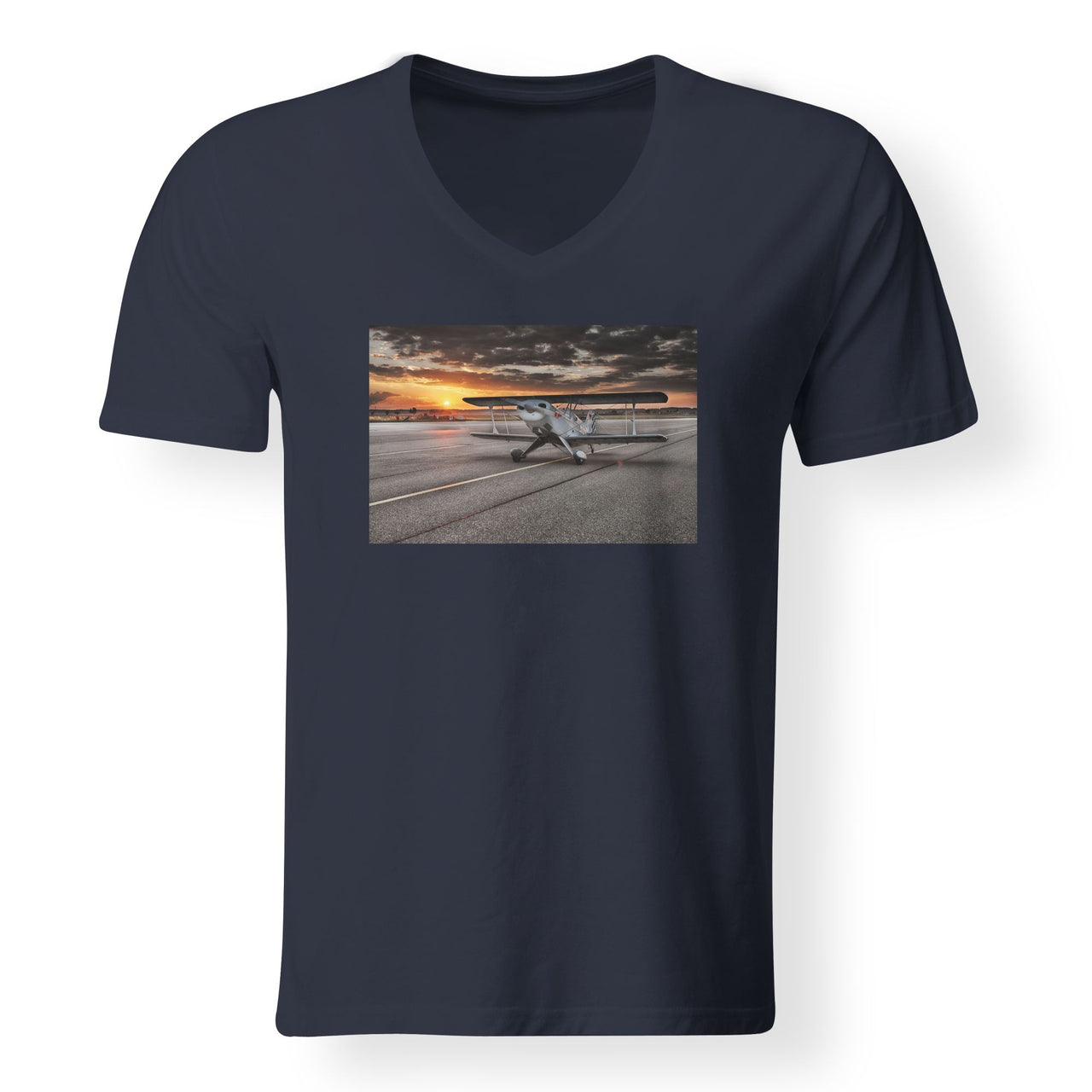 Beautiful Show Airplane Designed V-Neck T-Shirts