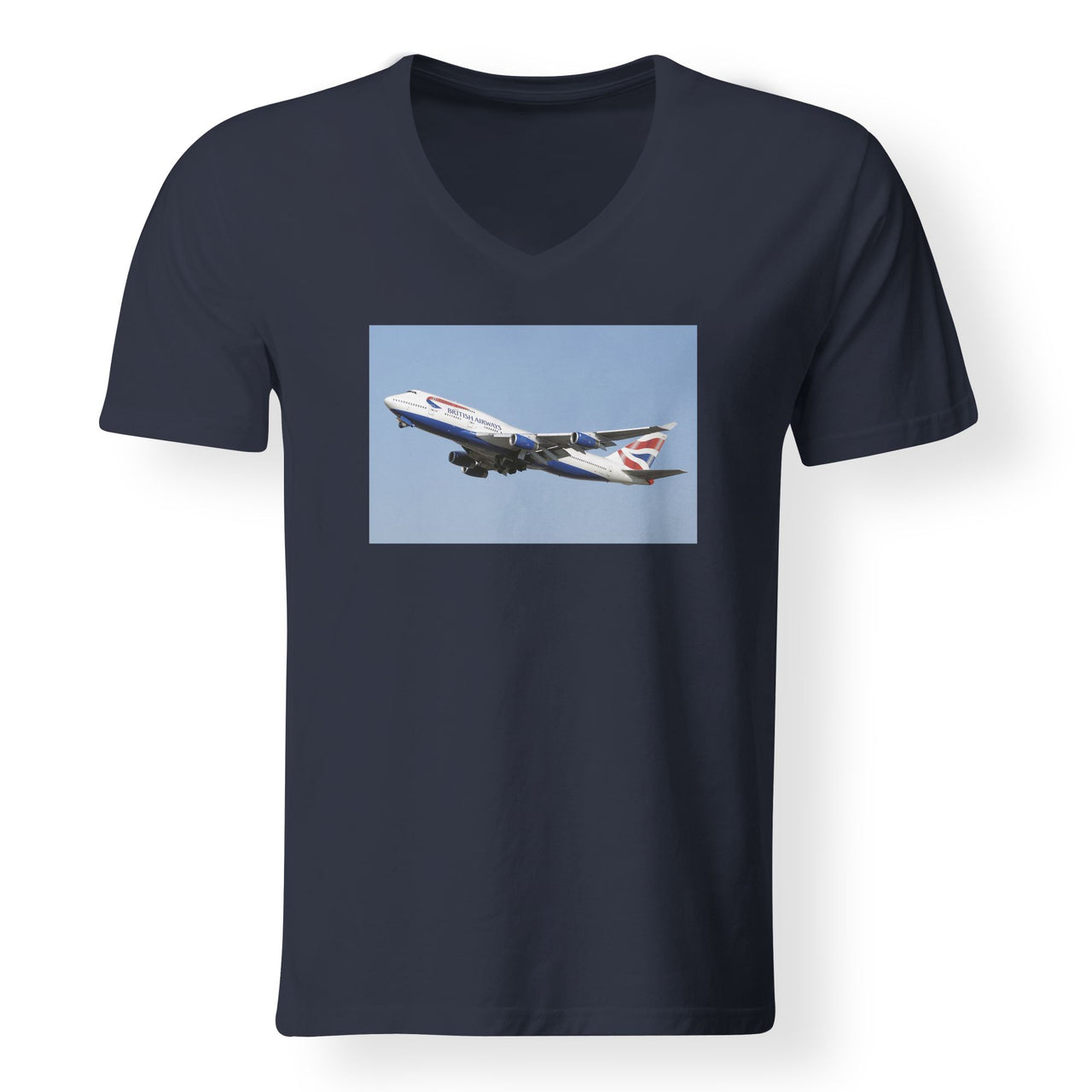 Departing British Airways Boeing 747 Designed V-Neck T-Shirts