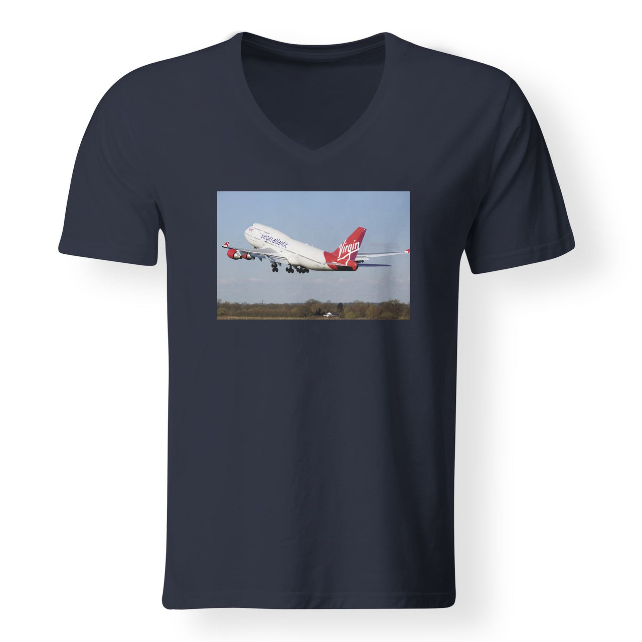 Virgin Atlantic Boeing 747 Designed V-Neck T-Shirts