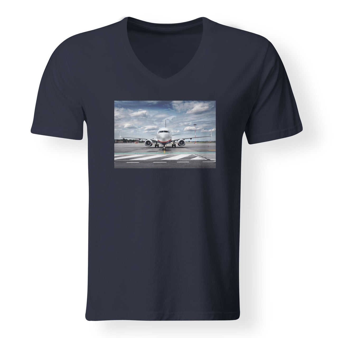 Amazing Clouds and Boeing 737 NG Designed V-Neck T-Shirts