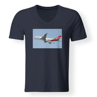 Thumbnail for Departing Qantas Boeing 747 Designed V-Neck T-Shirts