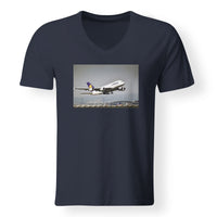 Thumbnail for Departing Lufthansa A380 Designed V-Neck T-Shirts