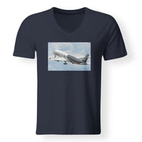 Thumbnail for Departing Airbus A350 (Original Livery) Designed V-Neck T-Shirts
