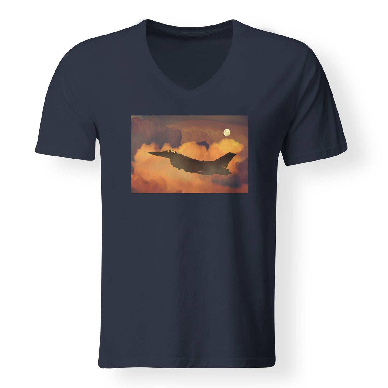Departing Fighter Jet 16 Designed V-Neck T-Shirts