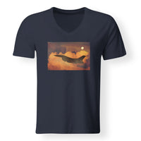 Thumbnail for Departing Fighter Jet 16 Designed V-Neck T-Shirts