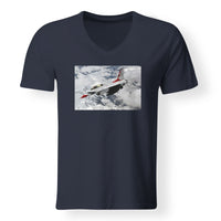 Thumbnail for US Air Force Show Fighting Falcon F16 Designed V-Neck T-Shirts