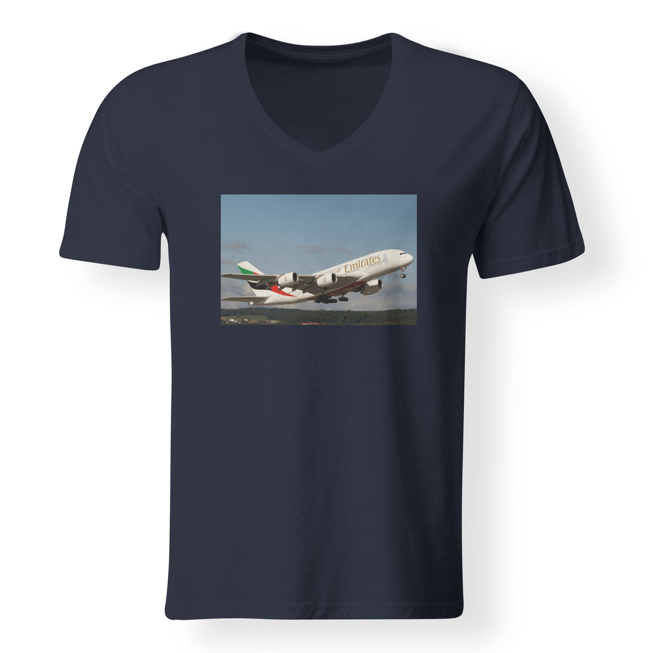 Departing Emirates A380 Designed V-Neck T-Shirts