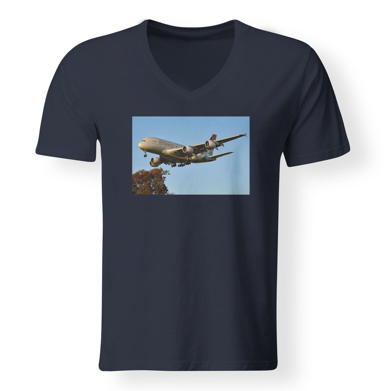 Etihad Airways A380 Designed V-Neck T-Shirts