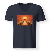 Thumbnail for Airbus A380 Towards Sunset Designed V-Neck T-Shirts