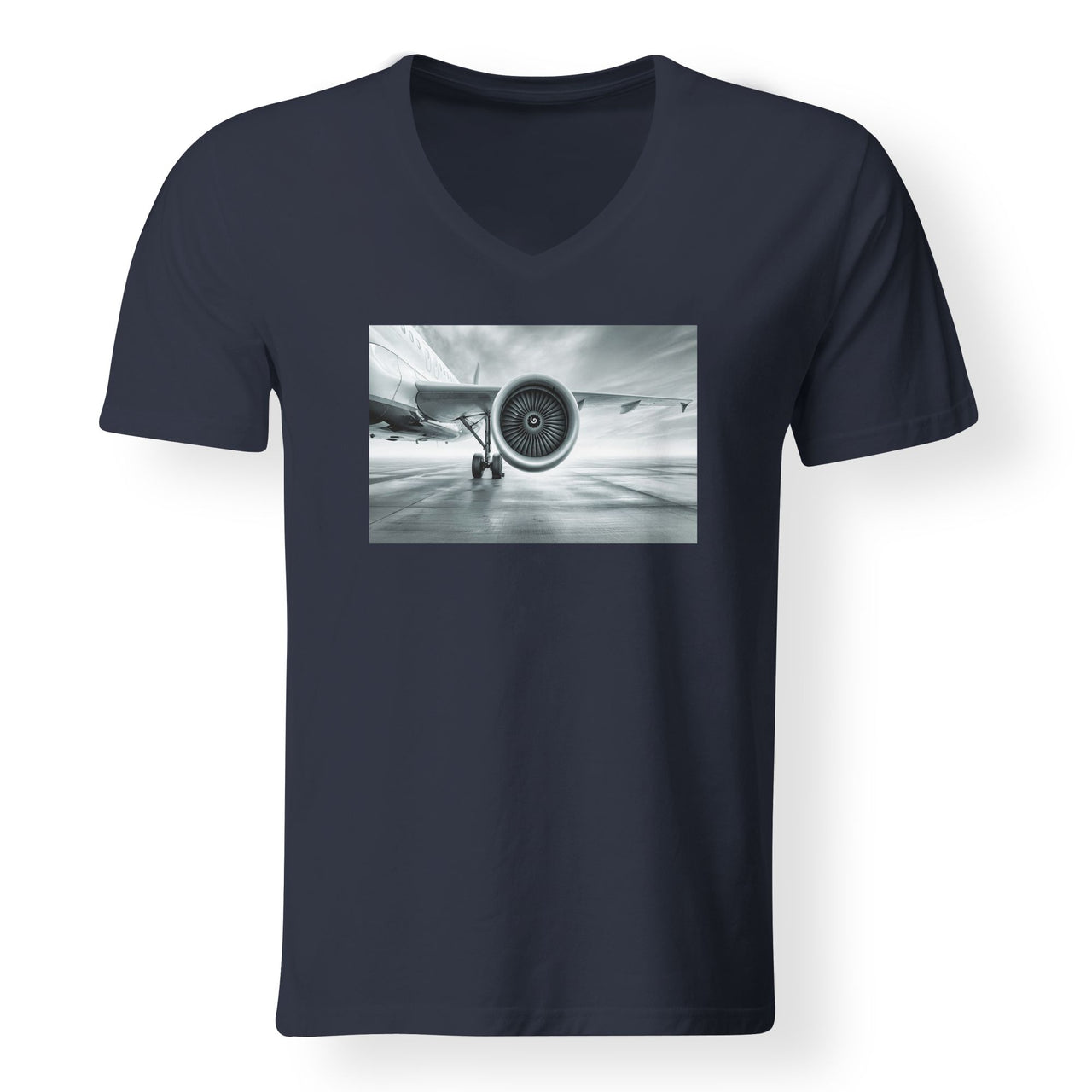 Super Cool Airliner Jet Engine Designed V-Neck T-Shirts