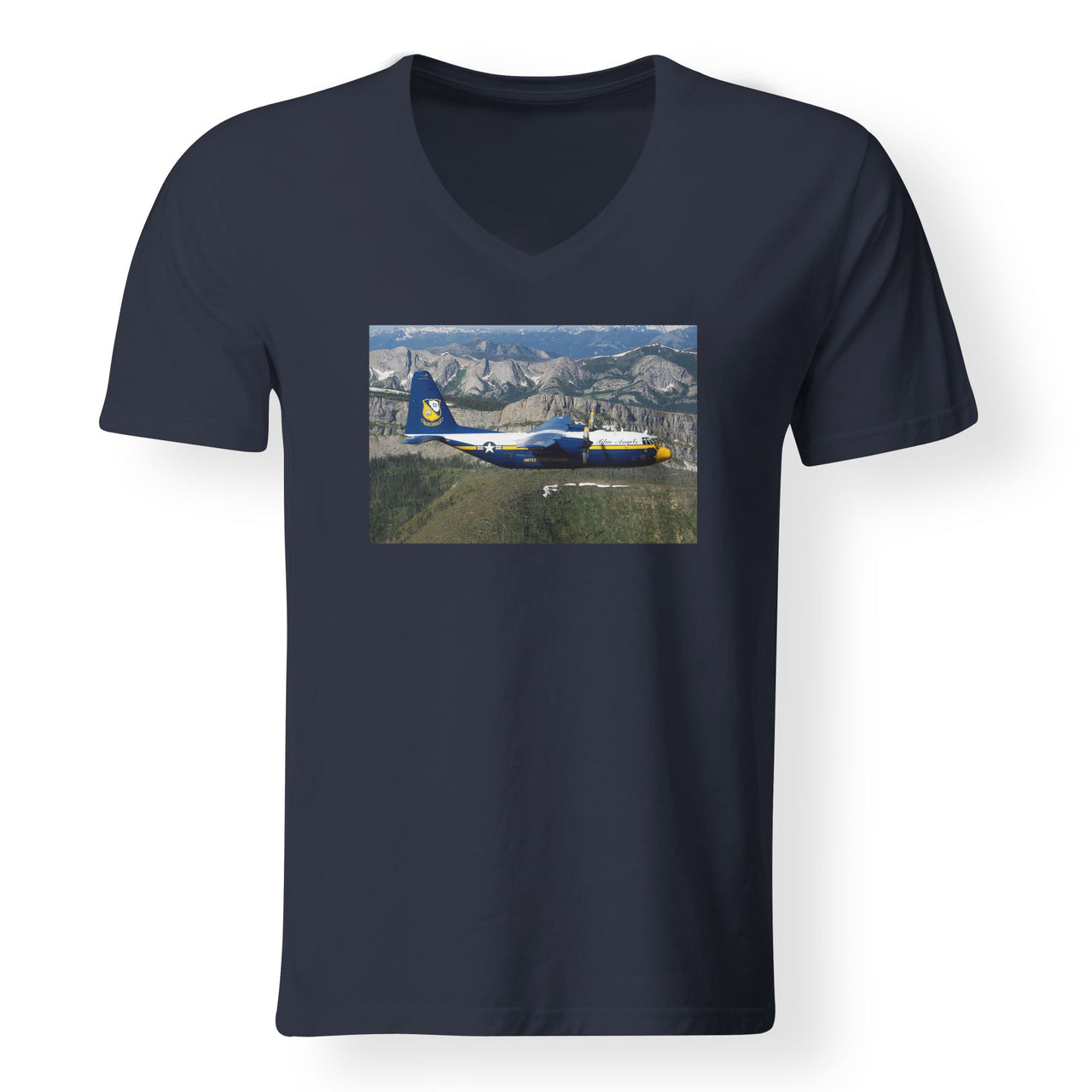 Amazing View with Blue Angels Aircraft Designed V-Neck T-Shirts