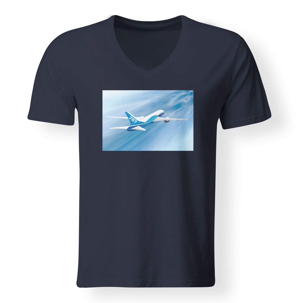 Beautiful Painting of Boeing 787 Dreamliner Designed V-Neck T-Shirts