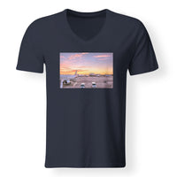 Thumbnail for Airport Photo During Sunset Designed V-Neck T-Shirts