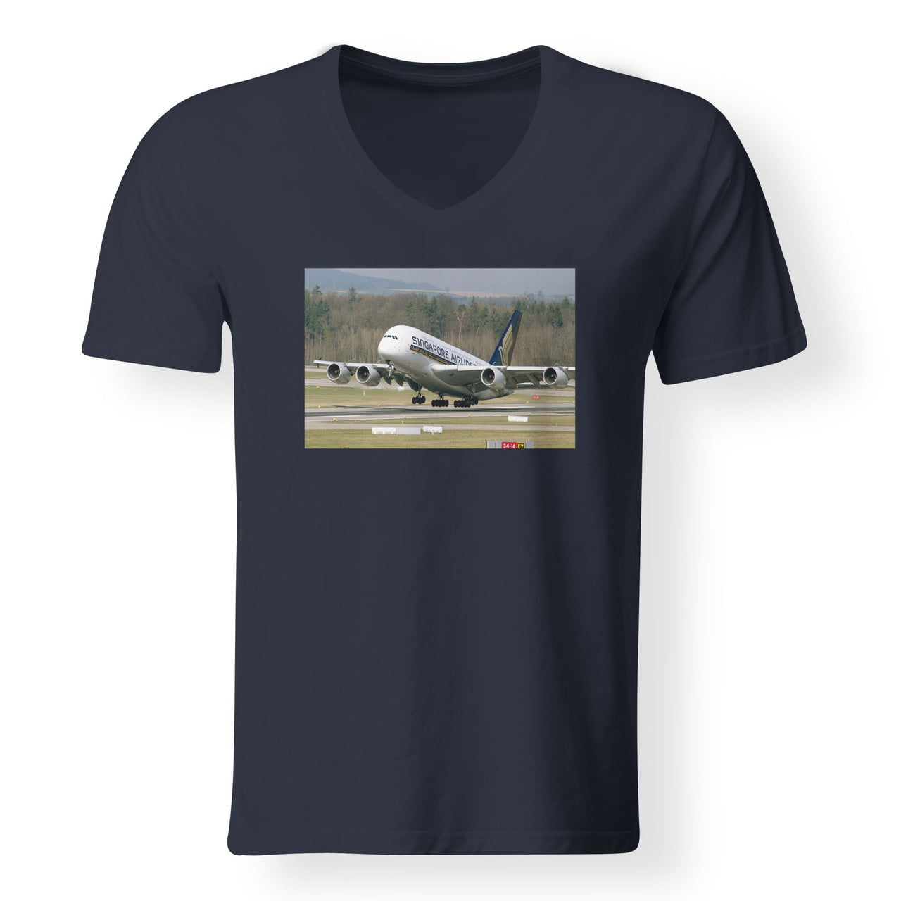 Departing Singapore Airlines A380 Designed V-Neck T-Shirts