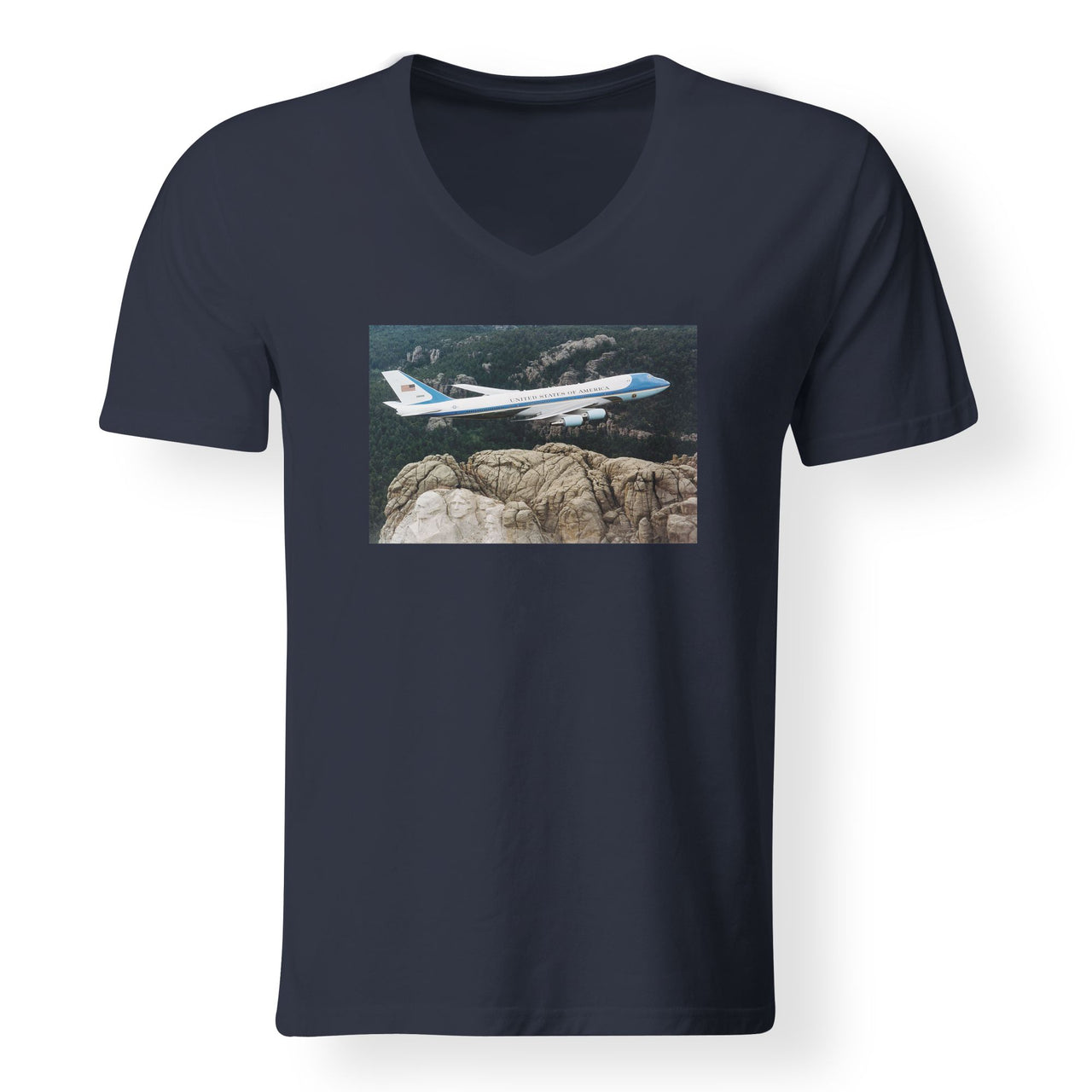 Cruising United States Of America Boeing 747 Designed V-Neck T-Shirts