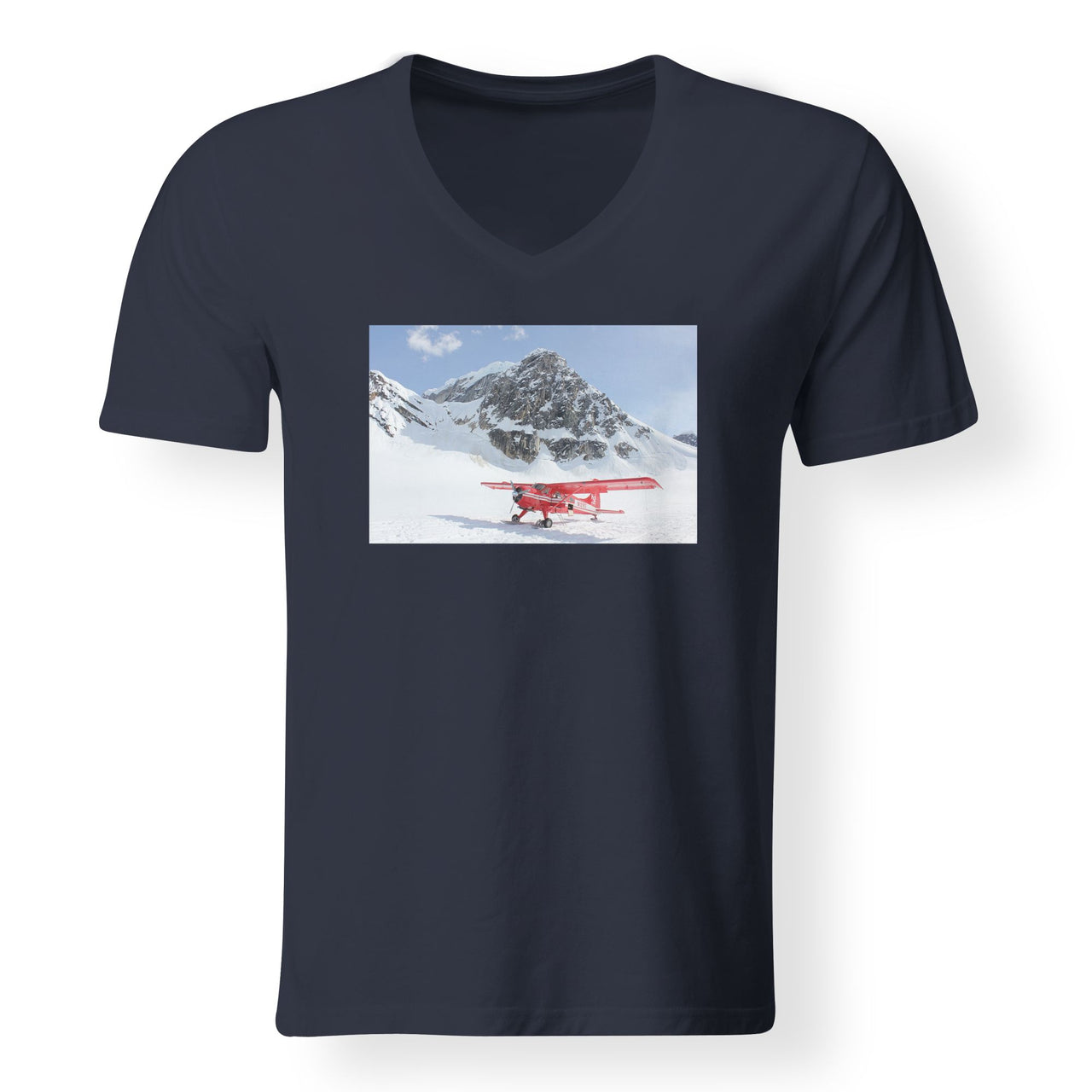 Amazing Snow Airplane Designed V-Neck T-Shirts
