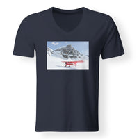 Thumbnail for Amazing Snow Airplane Designed V-Neck T-Shirts