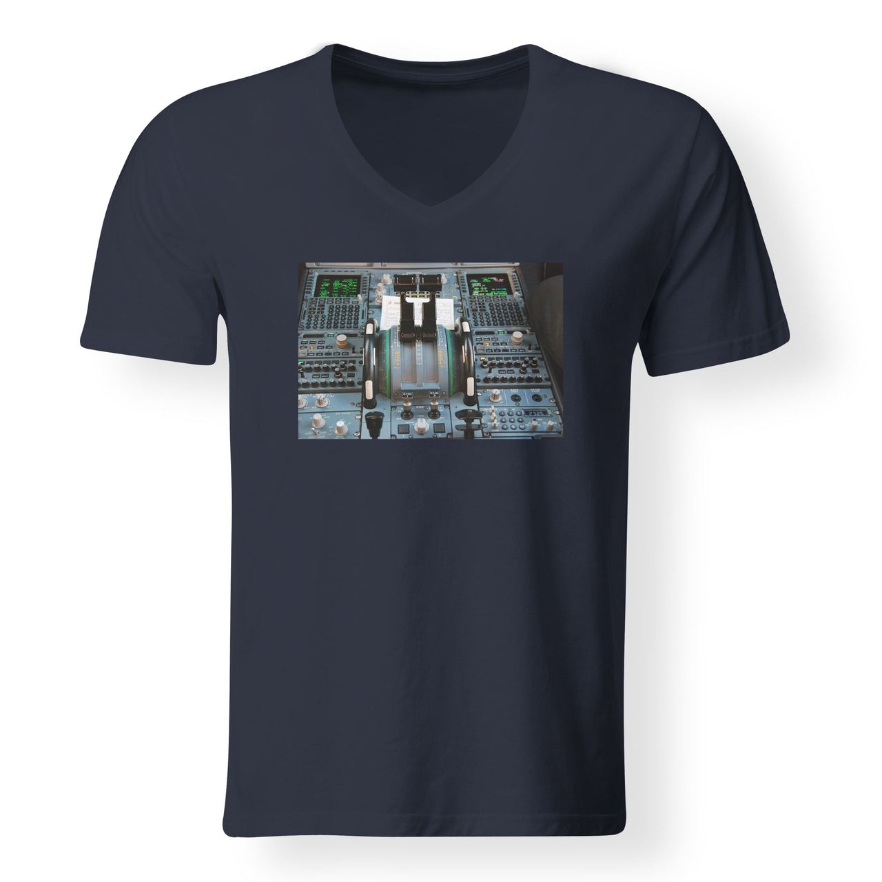 Airbus A320 Cockpit Designed V-Neck T-Shirts