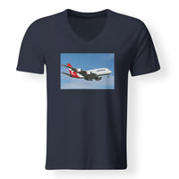 Thumbnail for Landing Qantas A380 Designed V-Neck T-Shirts