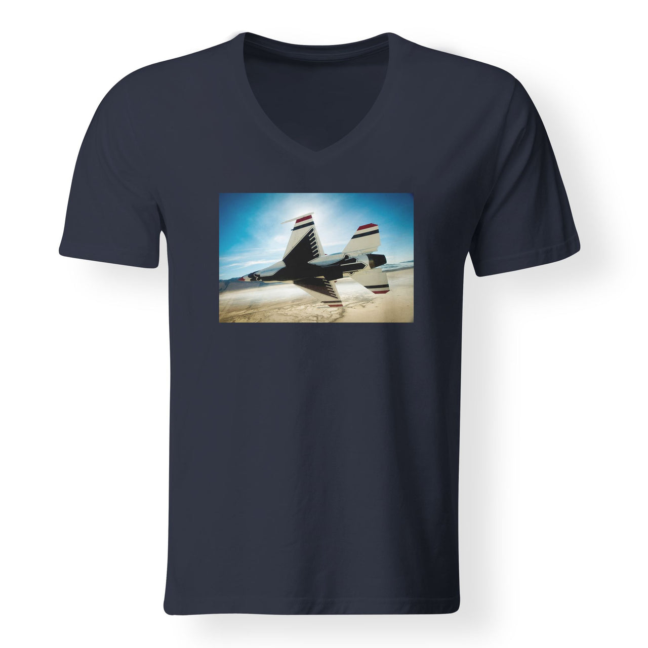 Turning Right Fighter Jet 16 Designed V-Neck T-Shirts