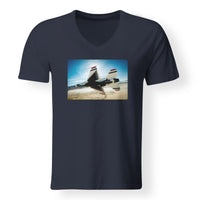 Thumbnail for Turning Right Fighter Jet 16 Designed V-Neck T-Shirts