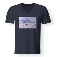 Thumbnail for Fighter Jet 35 Captured in the Air Designed V-Neck T-Shirts
