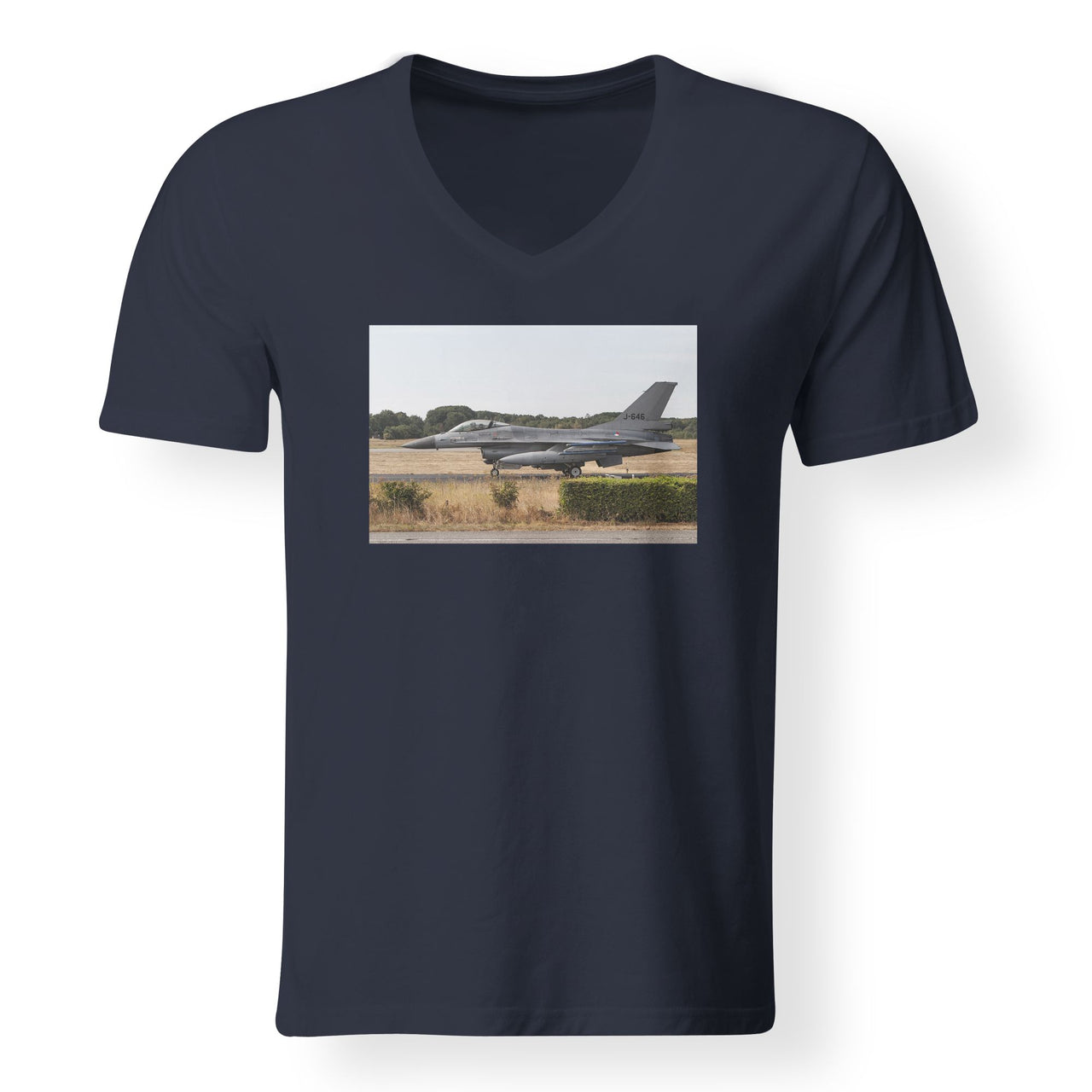 Fighter Jet 16 From Side Designed V-Neck T-Shirts