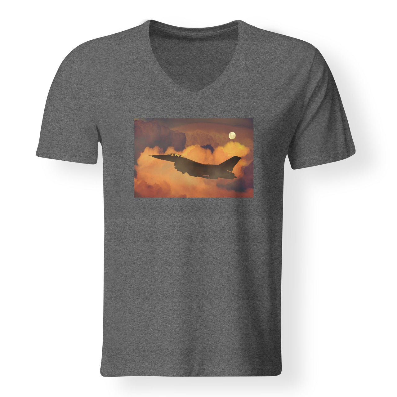 Departing Fighter Jet 16 Designed V-Neck T-Shirts