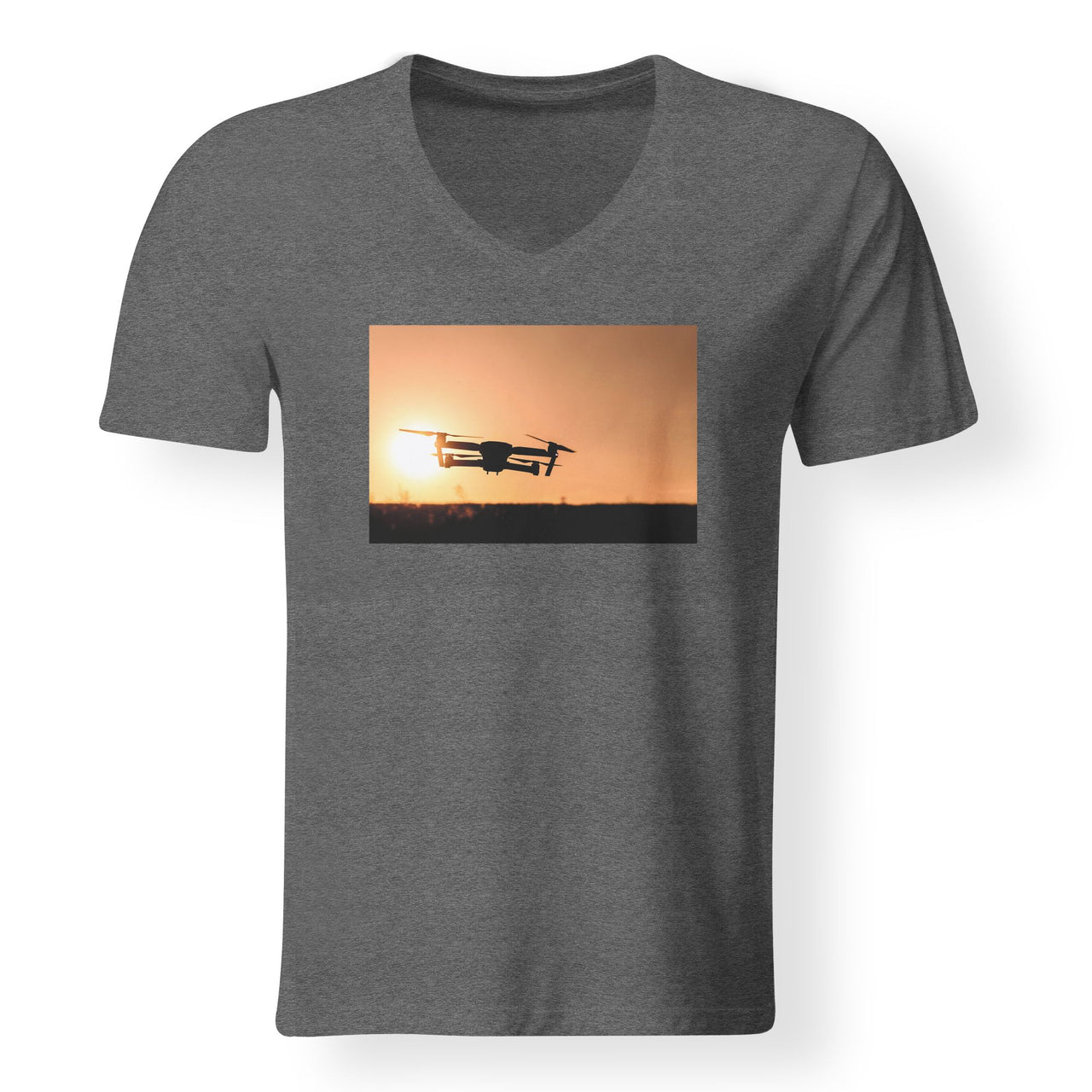 Amazing Drone in Sunset Designed V-Neck T-Shirts