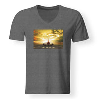 Thumbnail for Ready for Departure Passanger Jet Designed V-Neck T-Shirts