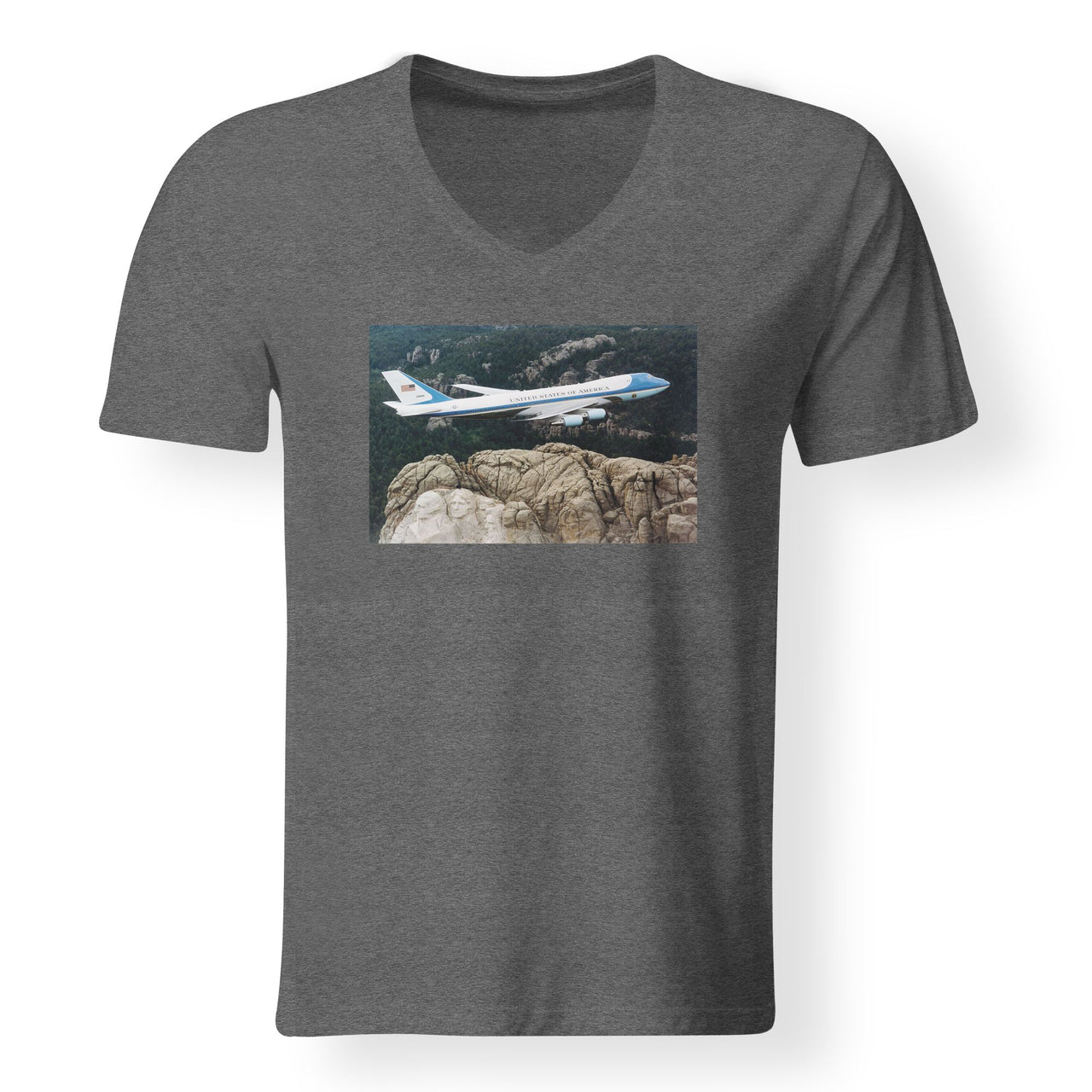Cruising United States Of America Boeing 747 Designed V-Neck T-Shirts